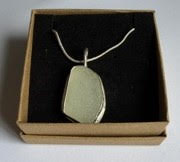 Seafoam seaglass with exposed bezel sterling silver pendant