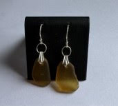 Yellow seaglass drop earrings with sterling silver bails and hooks