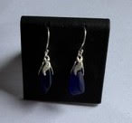 Royal Blue seaglass drop earrings with sterling silver bails and hooks