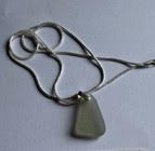 Simple seaglass seafoam pendant with sterling silver bail and chain