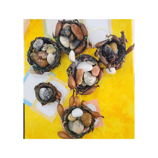 Seaweed Basket with Polished Stones