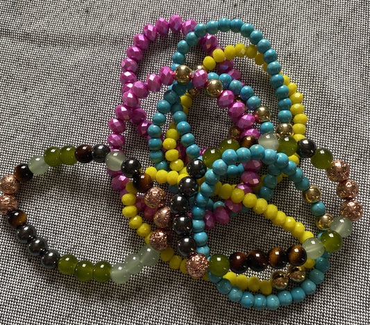 Coloured Bead Stretch Bracelet