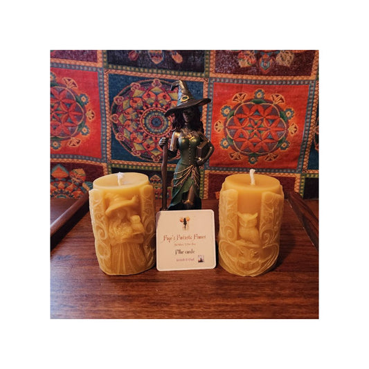 Witch and Owl Pillar Candle