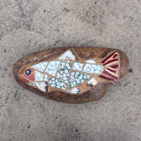 Fish on rock mosaic