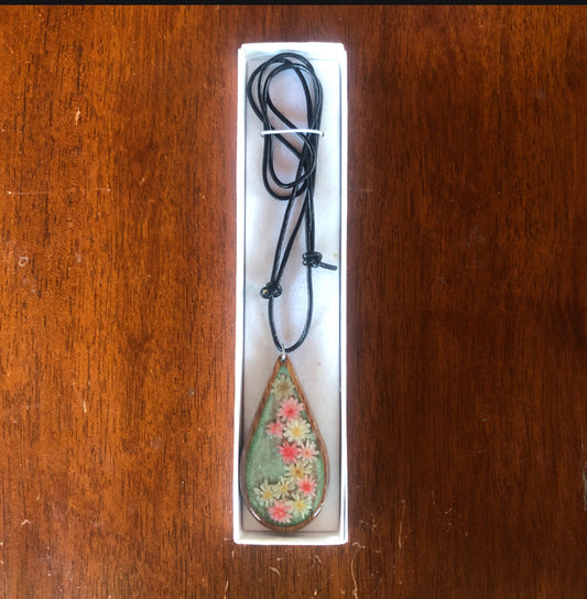 Necklace Wooden Teardrop
