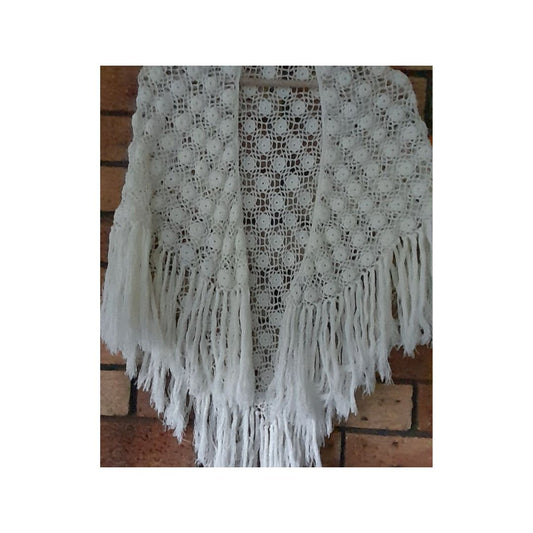 Crochet Shawl (white Pearl Cottton)