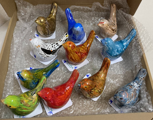 Hand painted ceramic birds