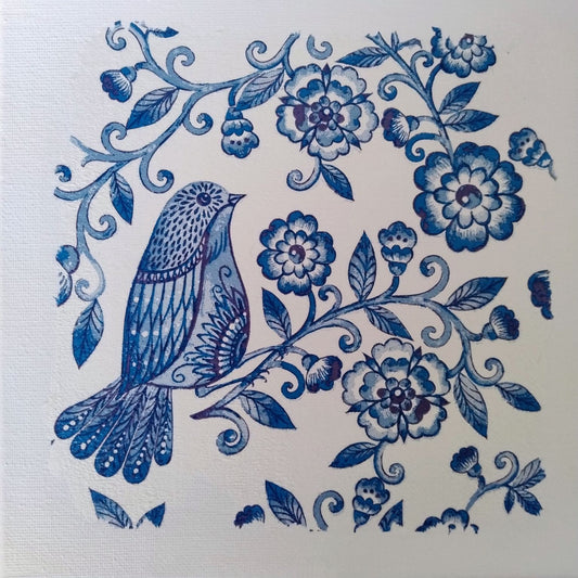 Decoupage Blue Bird Art