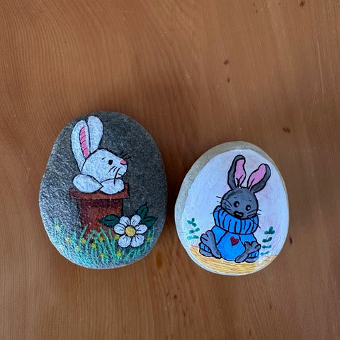 Painted Bunny on rock