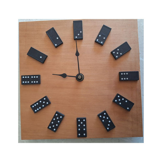 Wall clock – pine/dominos