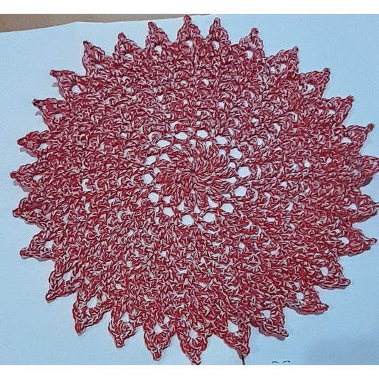 Red-White Cotton Crochet Doily