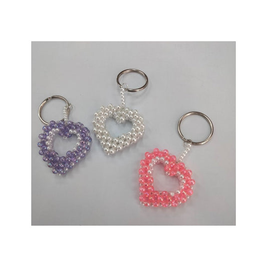 3D Beaded Heart Keyring