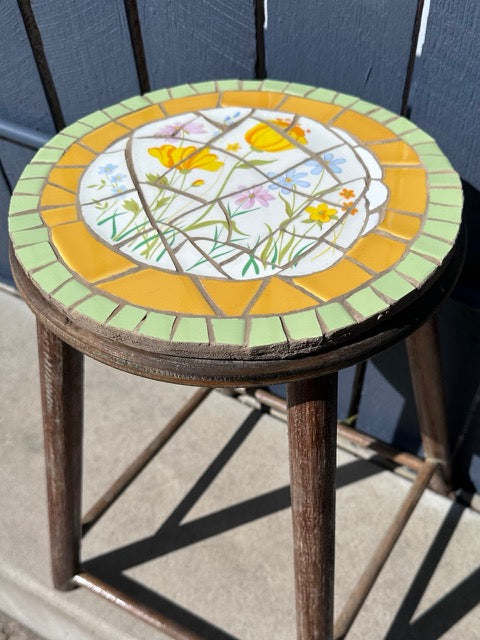 Rustic Stool Plant Stand