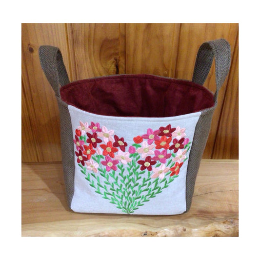 Flower Heart Hessian Basket