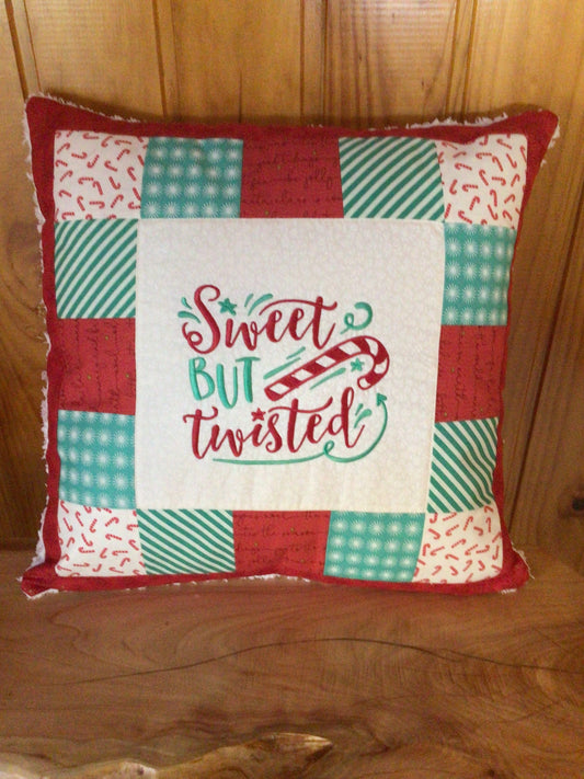 Sweet but Twisted Xmas Cushion by Sue Walsh