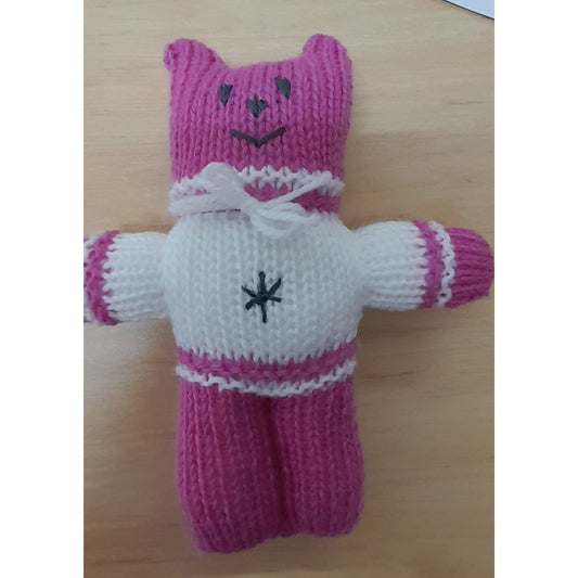 Pink, Red, Blue Knitted Teddies