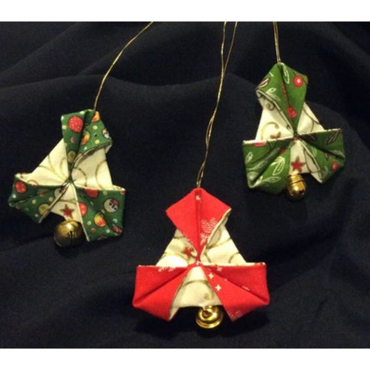 Folded Fabric Christmas Tree Decorations - Bells