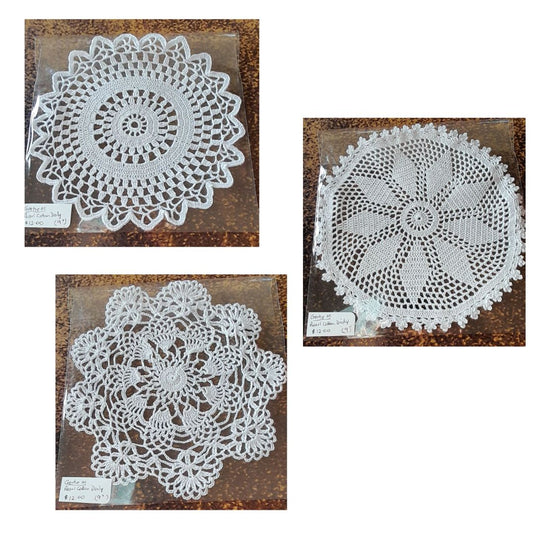 9" White Pearl Cotton Doily